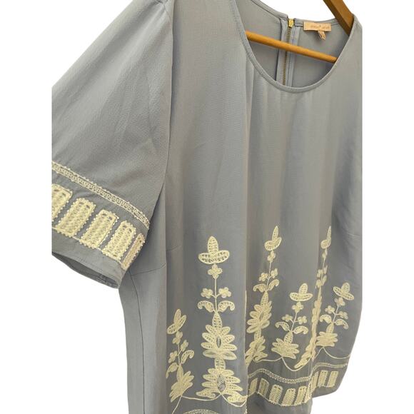 Gibson Latimier Crepe Pastel Purple Embroidered & Beaded Blouse Size‎ Large - Picture 6 of 10